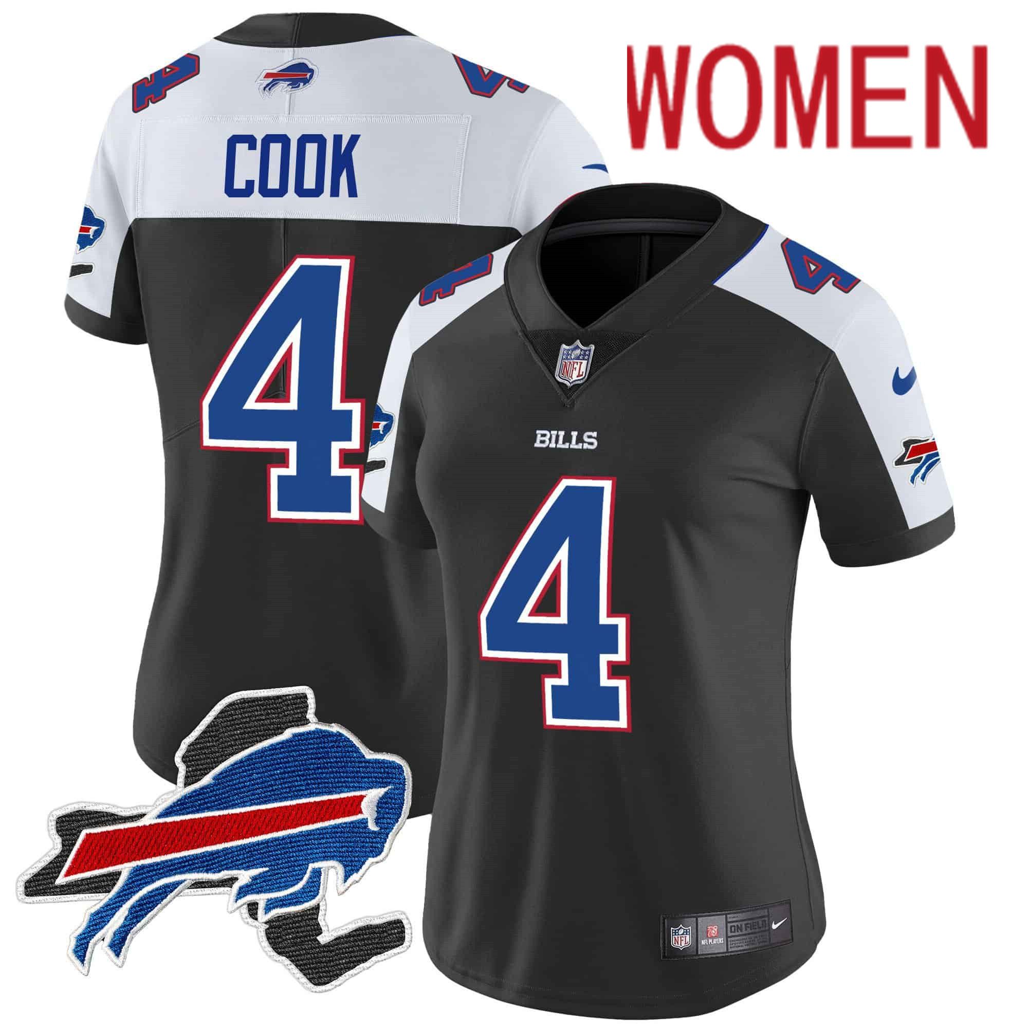 Women Buffalo Bills #4 Cook Black 2024 Nike Patch Vapor Limited NFL Jersey